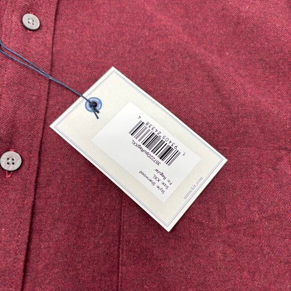 Untuckit Men's 2XLT Burgundy Red Long Sleeve Button Up Flannel Shirt NWT - Picture 3 of 6